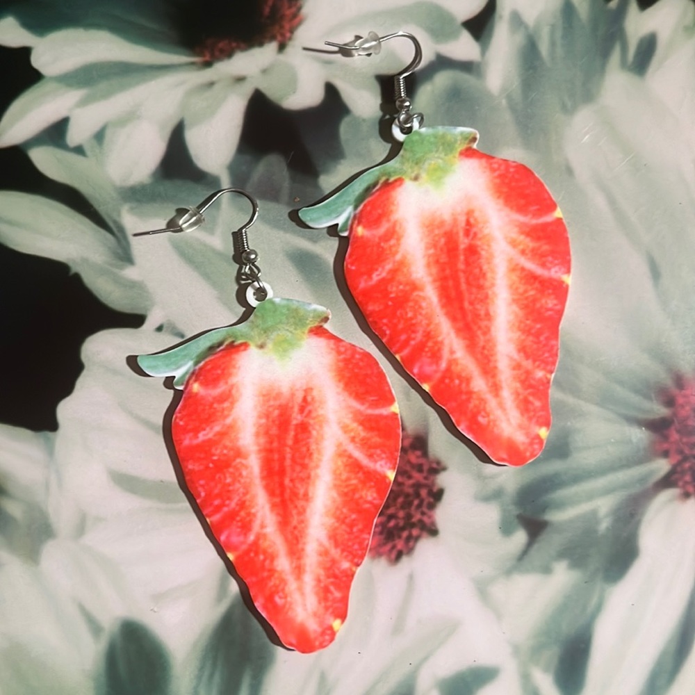 NEW! Acrylic Strawberry Earrings 🍓